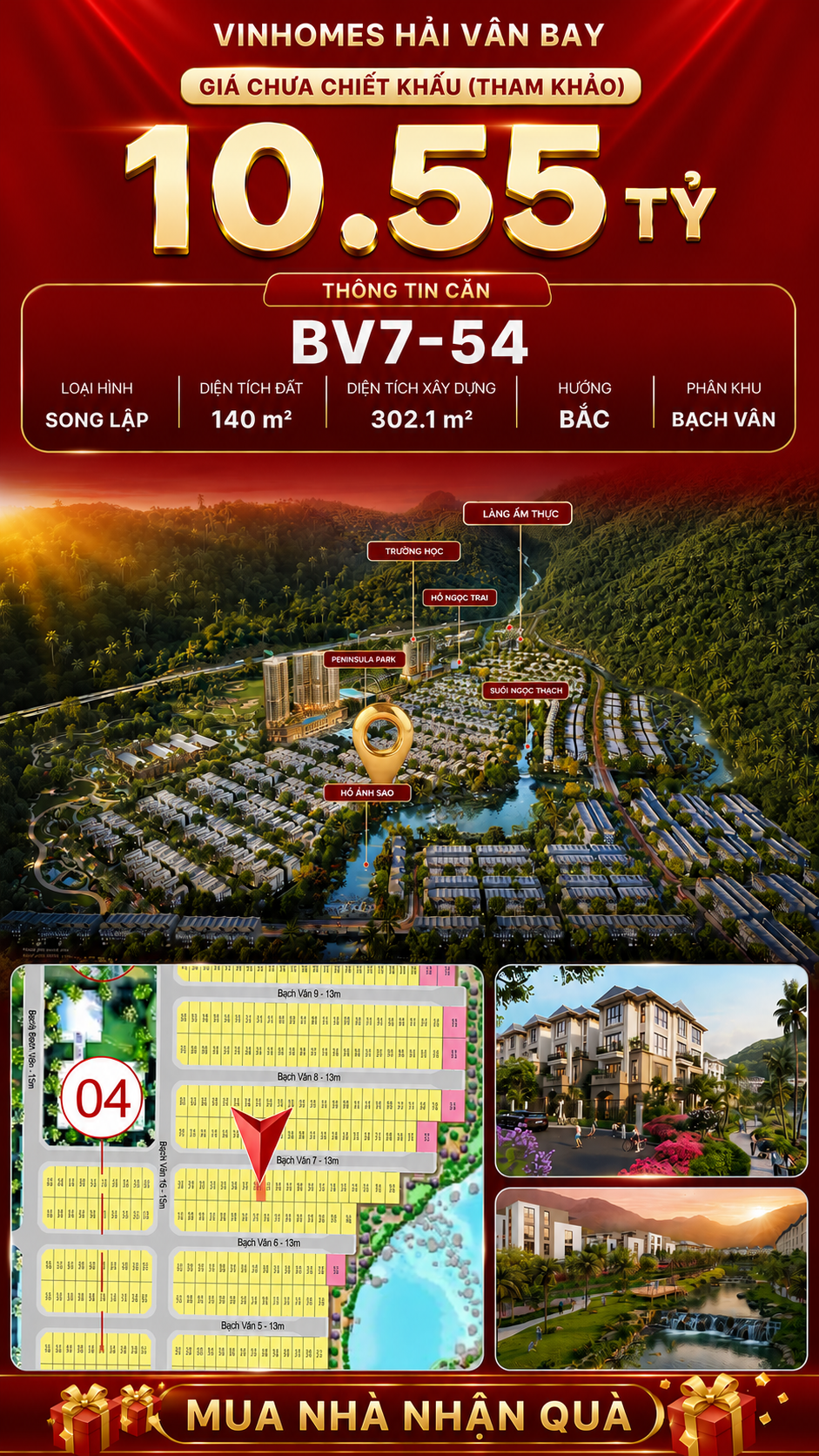 Bán Biệt Thự Song Lập BV7-54 Vinhomes Hải Vân Bay Giá 10,55 Tỷ