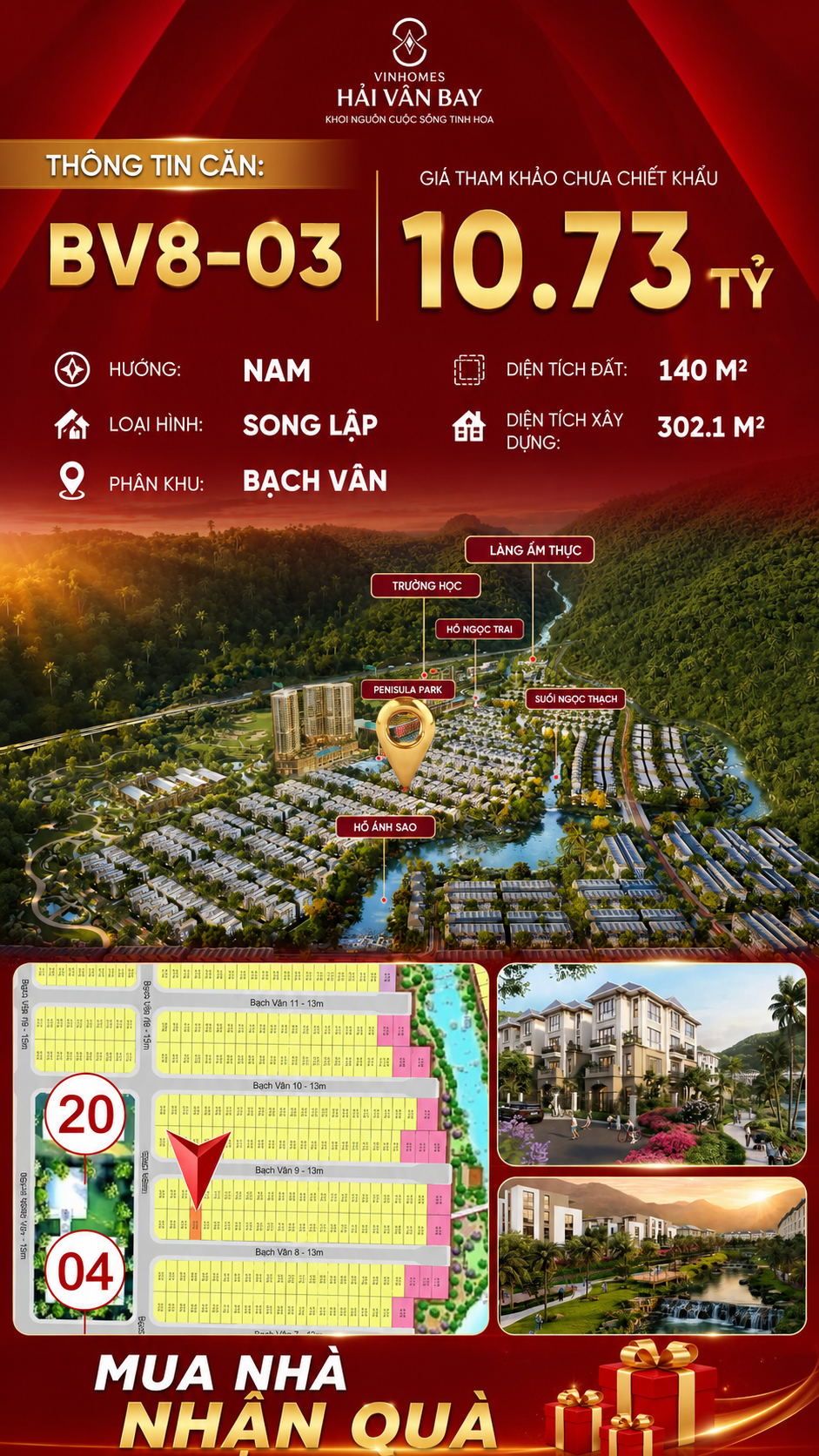 Bán Biệt Thự Song Lập BV8-03 Vinhomes Hải Vân Bay Giá 10,73 Tỷ