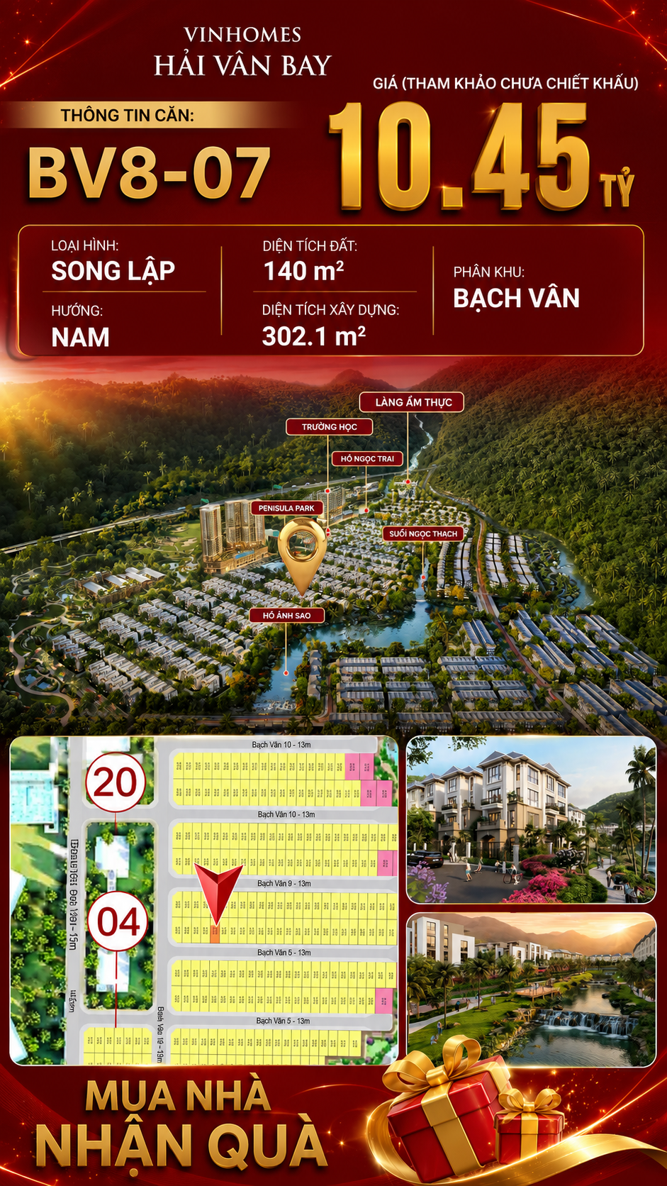 Bán Biệt Thự Song Lập BV8-07 Vinhomes Hải Vân Bay Giá 10,45 Tỷ