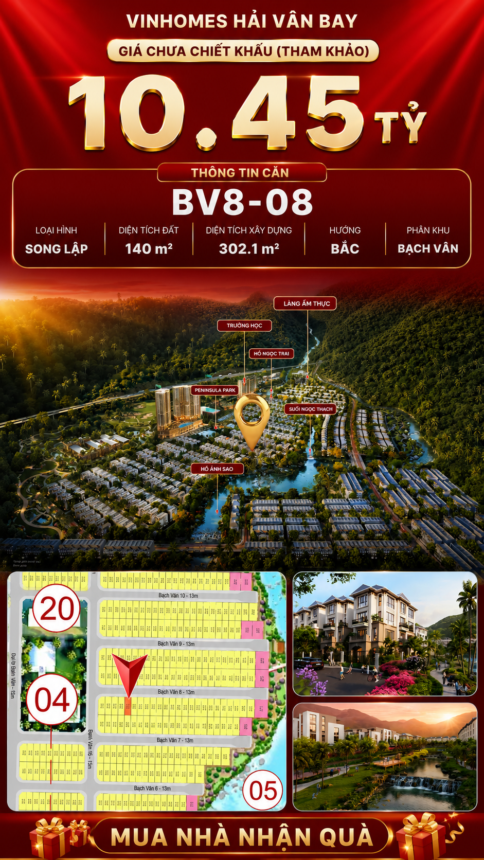 Bán Biệt Thự Song Lập BV8-08 Vinhomes Hải Vân Bay Giá 10,45 Tỷ