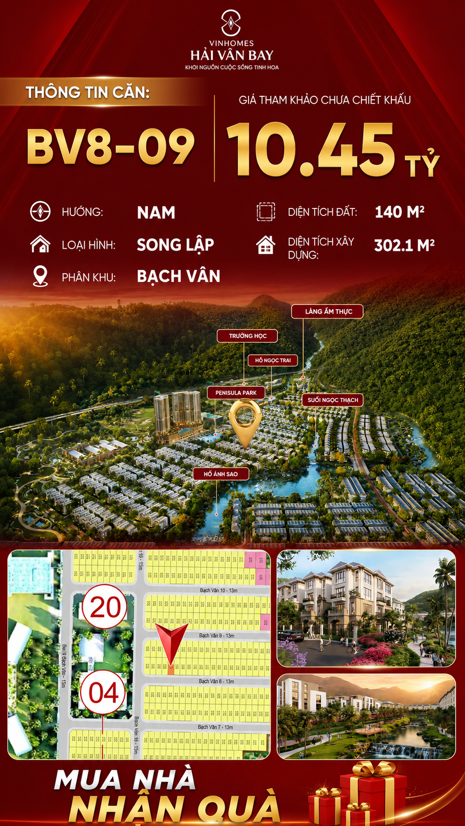 Bán Biệt Thự Song Lập BV8-09 Vinhomes Hải Vân Bay Giá 10,45 Tỷ