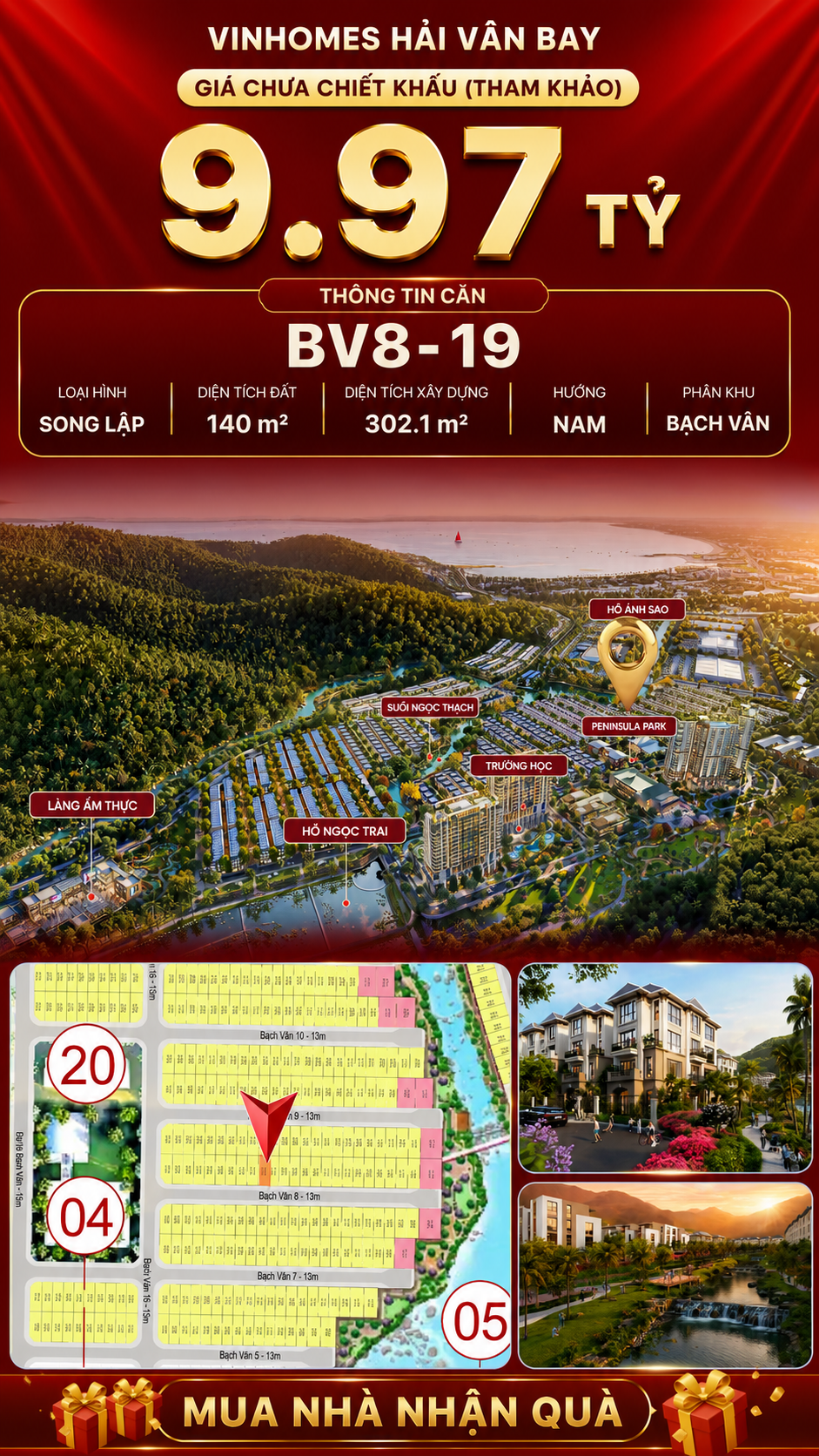 Bán Biệt Thự Song Lập BV8-19 Vinhomes Hải Vân Bay Giá 9,97 Tỷ