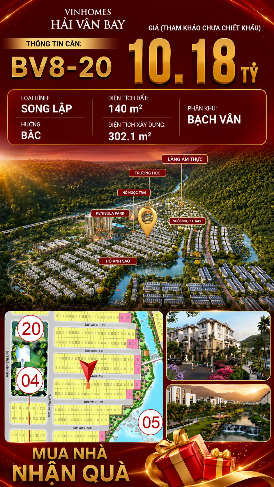 Bán Biệt Thự Song Lập BV8-20 Vinhomes Hải Vân Bay Giá 10,18 Tỷ