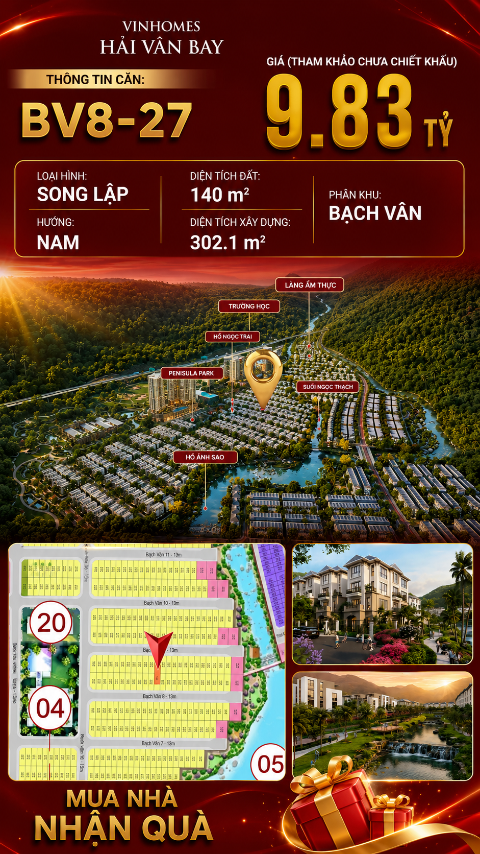 Bán Biệt Thự Song Lập BV8-27 Vinhomes Hải Vân Bay Giá 9,83 Tỷ