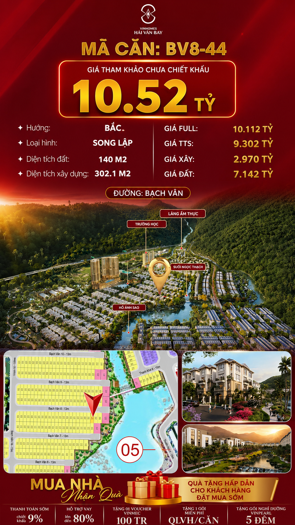 Bán Biệt Thự Song Lập BV8-44 Vinhomes Hải Vân Bay Giá 10,52 Tỷ