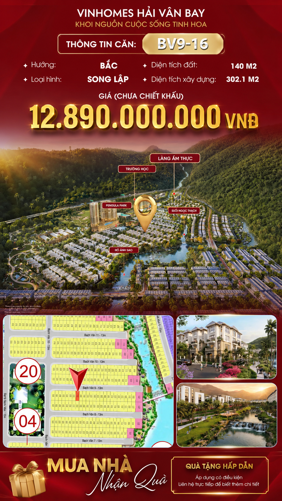 Bán Biệt Thự Song Lập BV9-16 Vinhomes Hải Vân Bay Giá 10,11 Tỷ