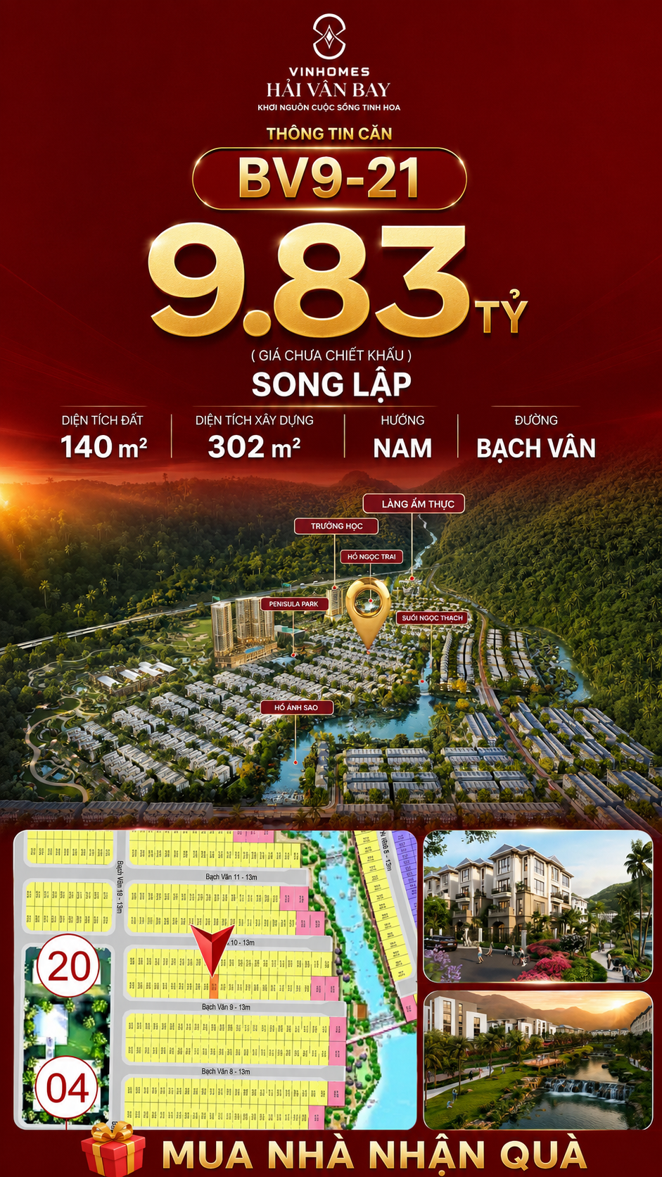 Bán Biệt Thự Song Lập BV9-21 Vinhomes Hải Vân Bay Giá 9,83 Tỷ