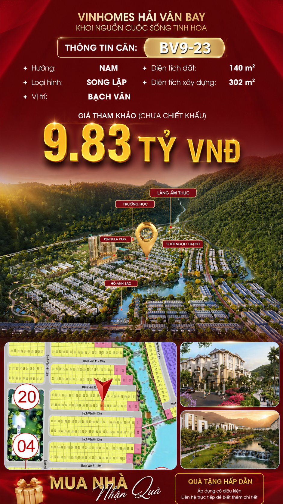 Bán Biệt Thự Song Lập BV9-23 Vinhomes Hải Vân Bay Giá 9,83 Tỷ
