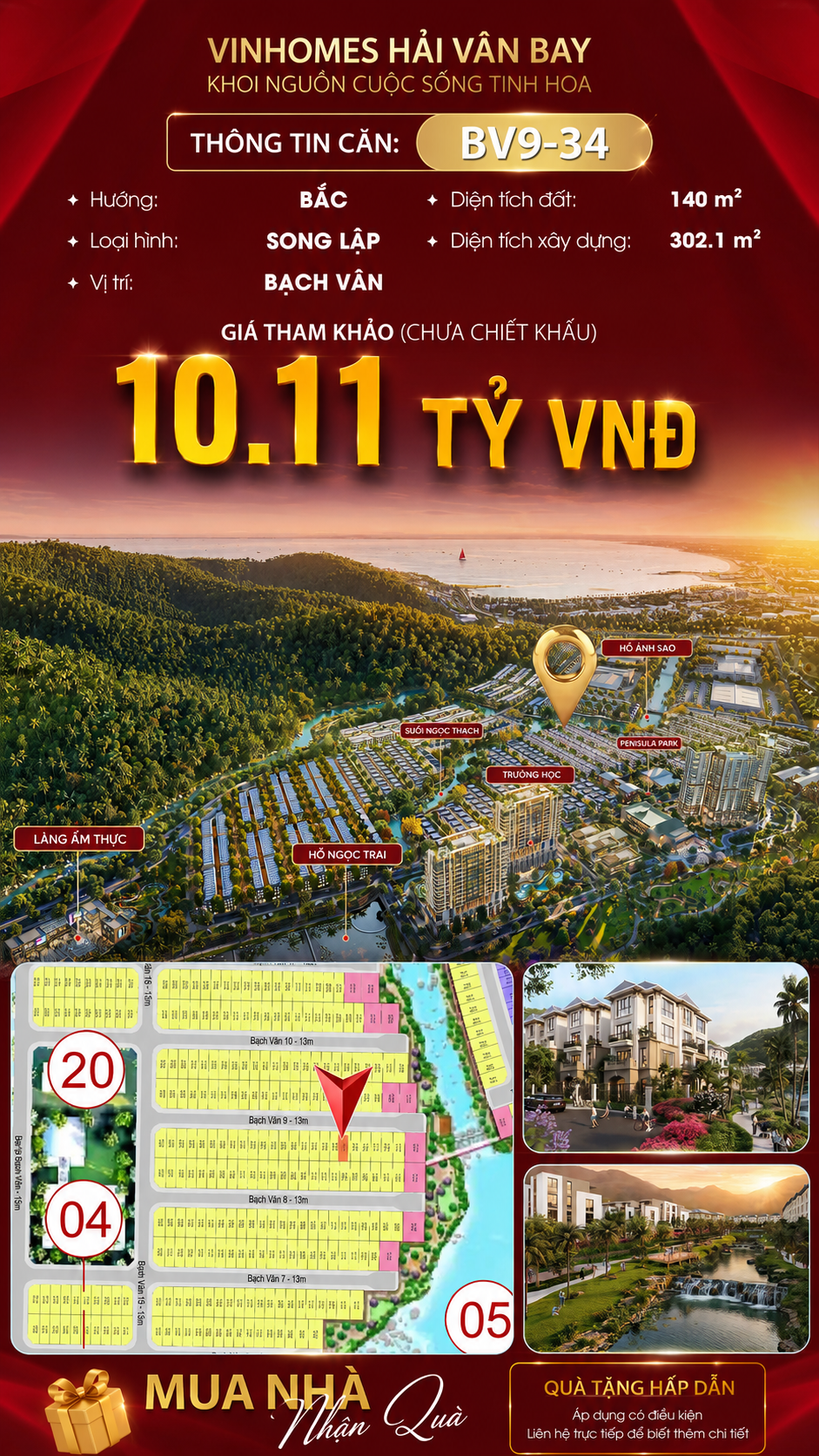 Bán Biệt Thự Song Lập BV9-34 Vinhomes Hải Vân Bay Giá 10,11 Tỷ