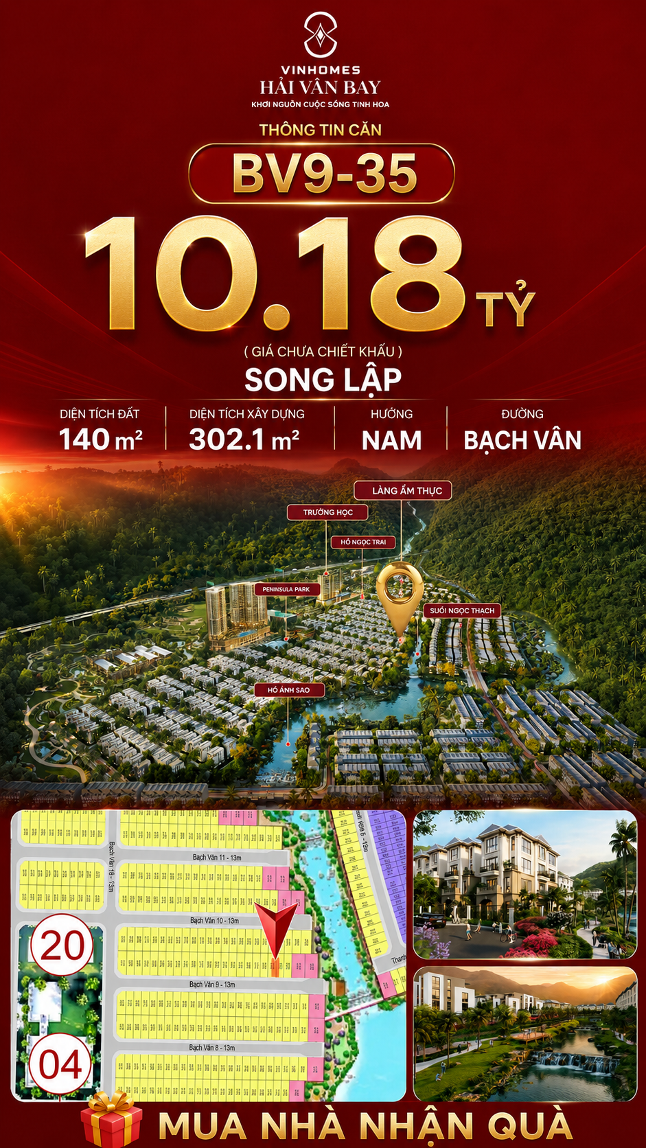 Bán Biệt Thự Song Lập BV9-35 Vinhomes Hải Vân Bay Giá 10,18 Tỷ