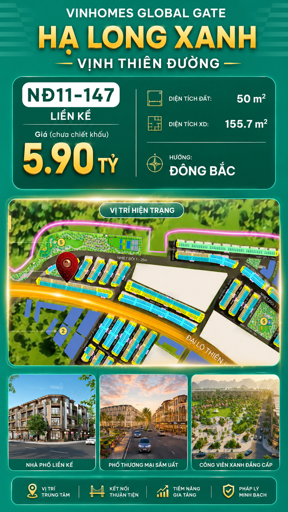 Liền Kề NĐ11-147 Vinhomes Global Gate Hạ Long Xanh 5.9 tỷ