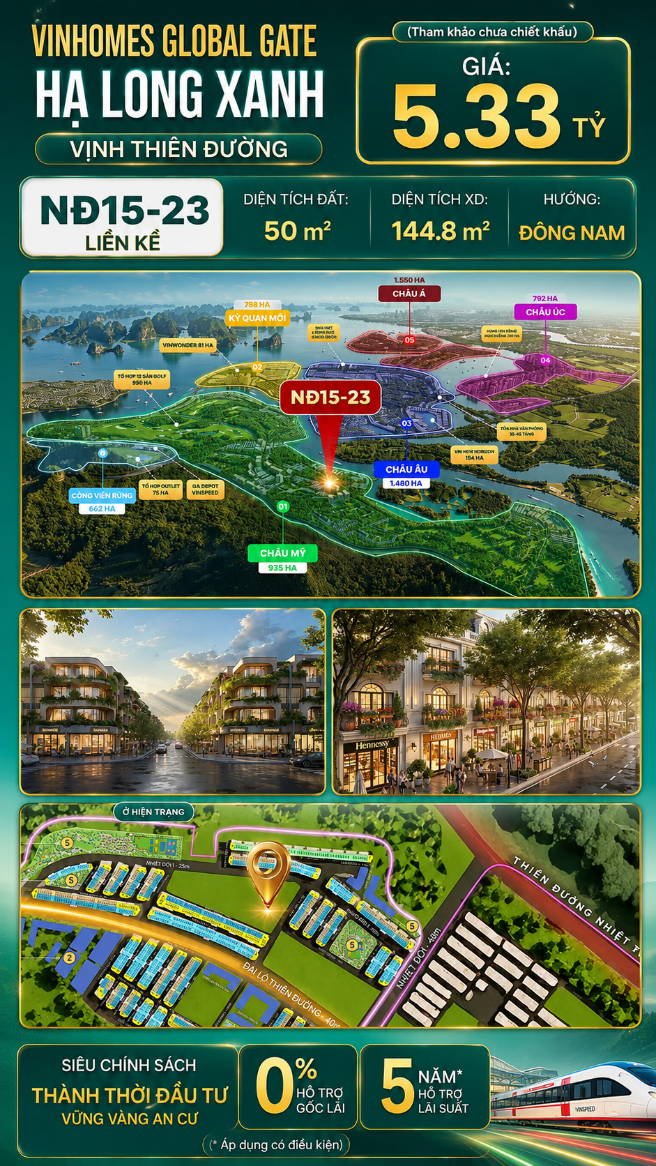 Liền Kề NĐ15-23 Vinhomes Global Gate Hạ Long Xanh 5.33 tỷ