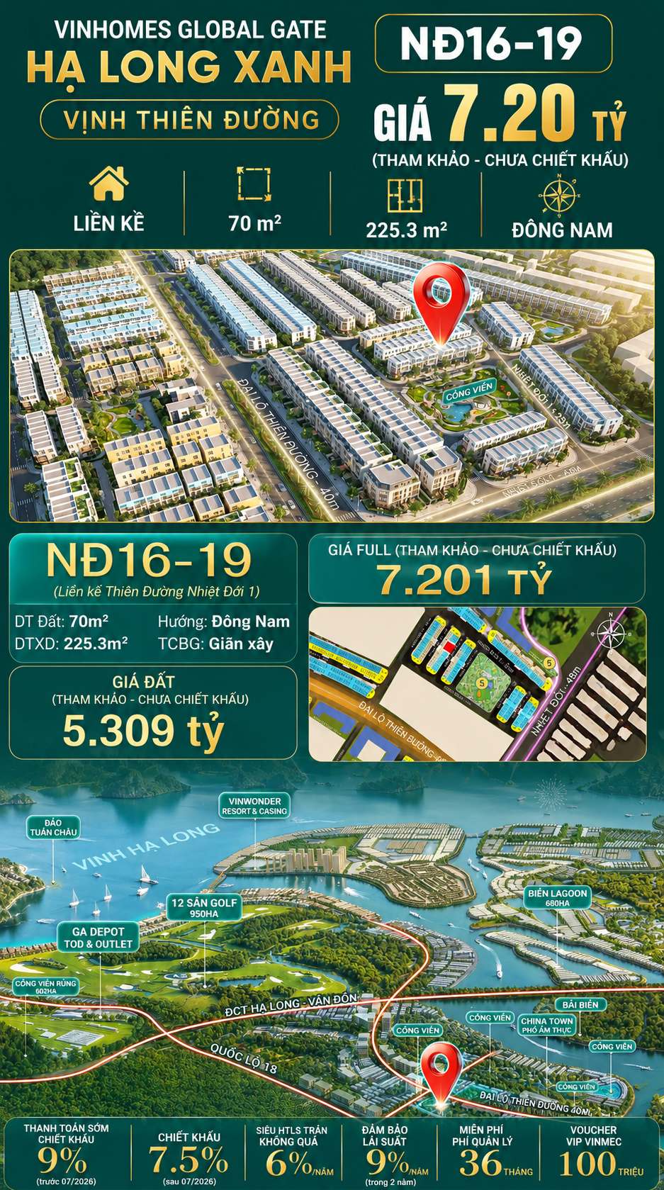 Liền Kề NĐ16-19 Vinhomes Global Gate Hạ Long Xanh 7.28 tỷ