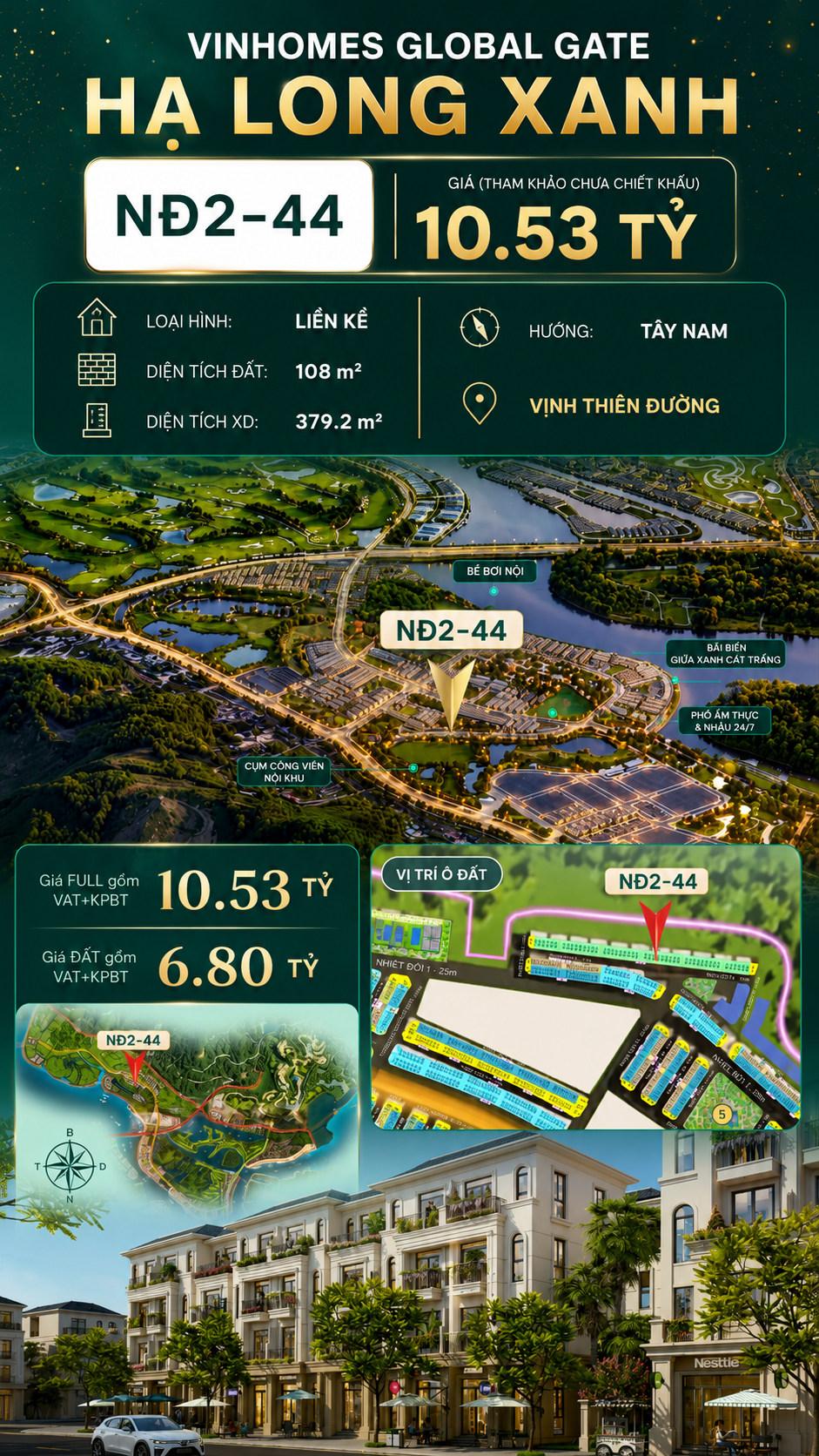 Liền Kề NĐ2-44 Vinhomes Global Gate Hạ Long Xanh 10.53 tỷ