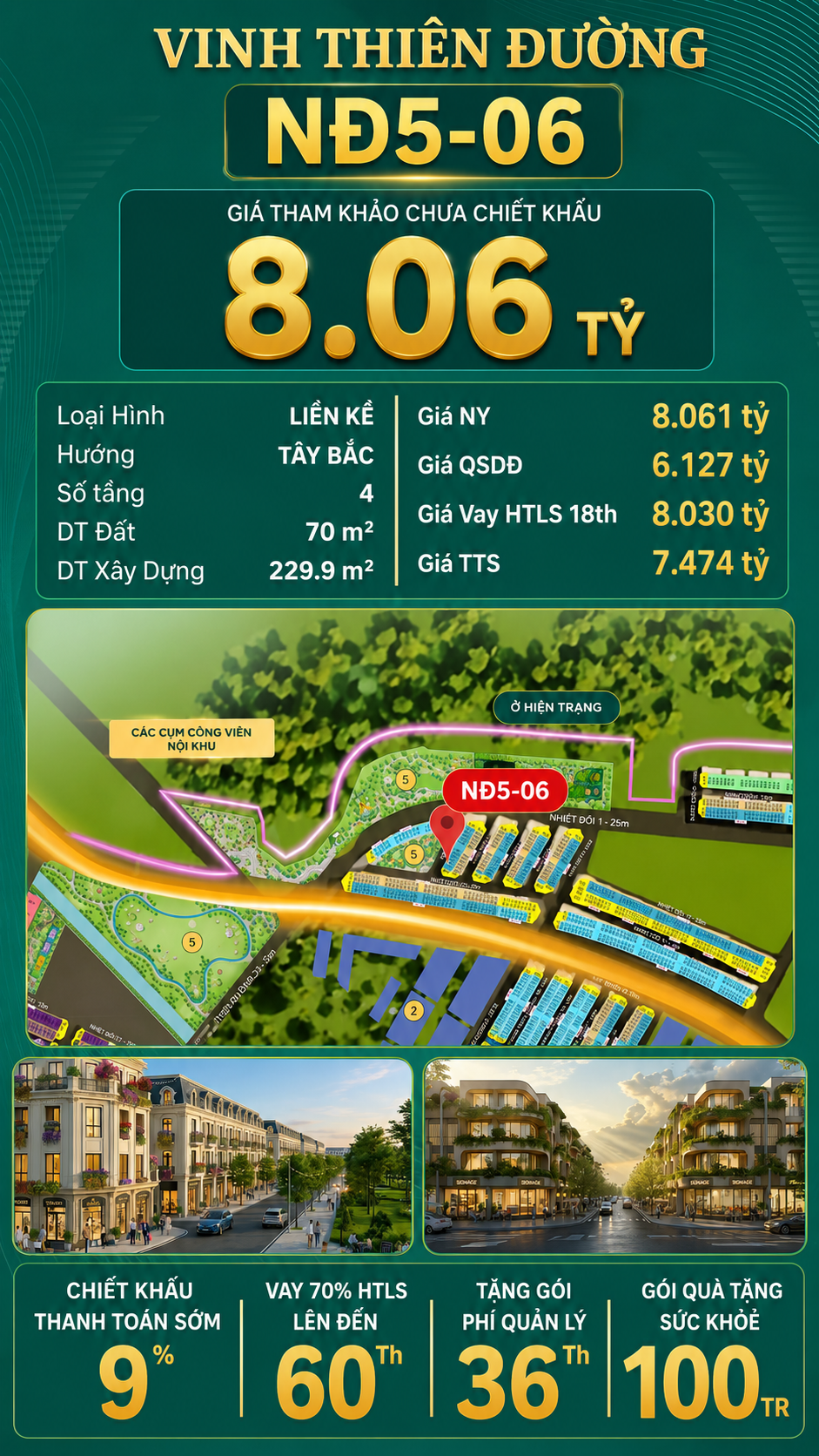 Liền Kề NĐ5-06 Vinhomes Global Gate Hạ Long Xanh 8.06 tỷ