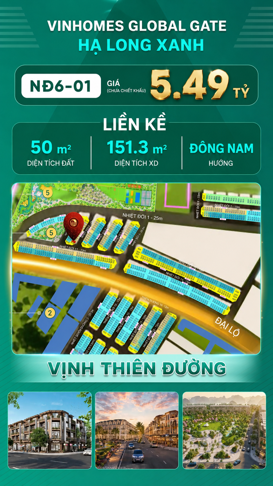 Liền Kề NĐ6-07 Vinhomes Global Gate Hạ Long Xanh 5.34 tỷ