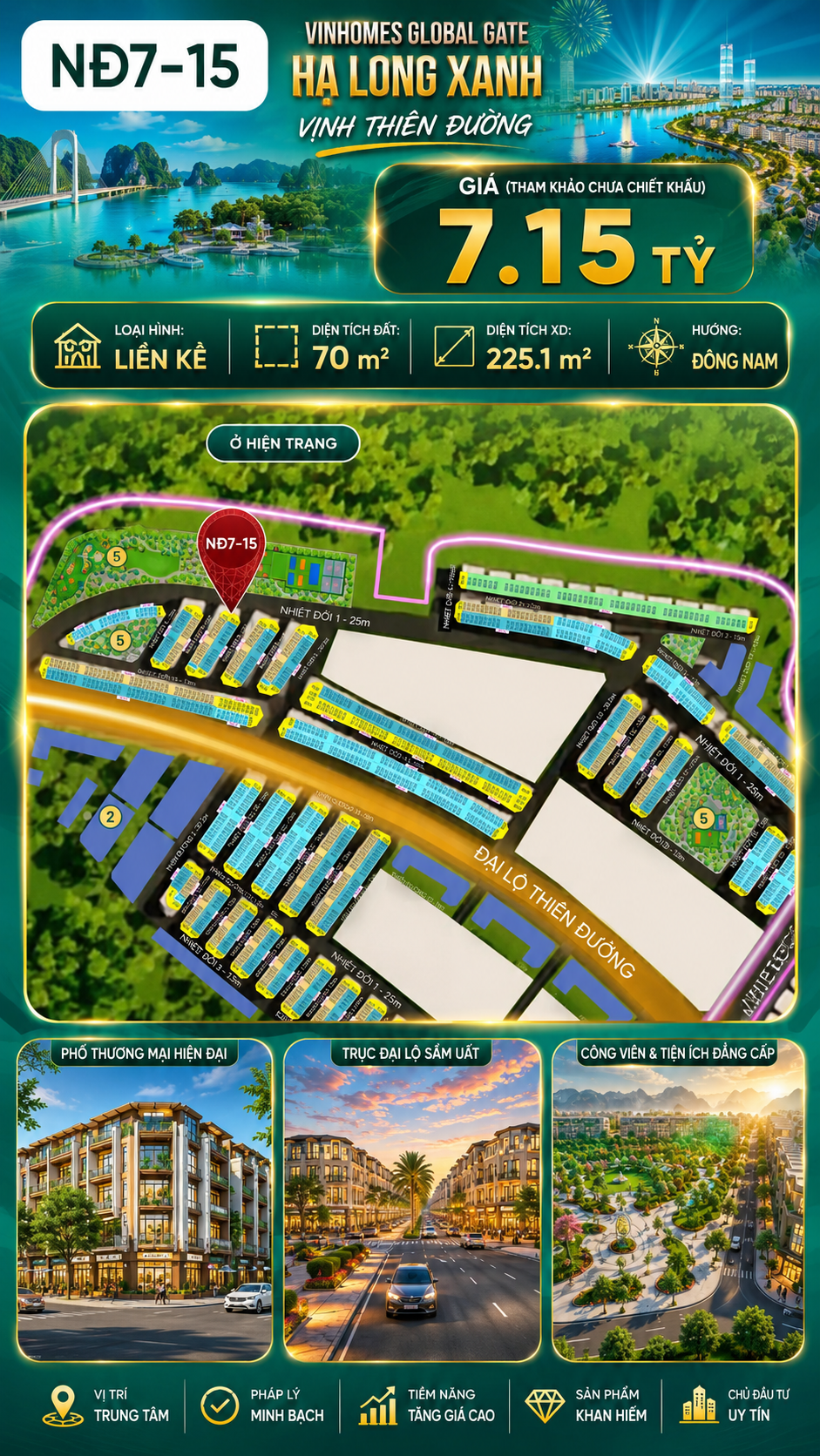 Liền Kề NĐ7-15 Vinhomes Global Gate Hạ Long Xanh 7.15 tỷ