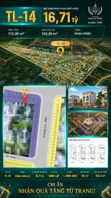 Biệt thự song lập TL-14 GLOBAL PARK Vinhomes Sài Gòn Park Giá 16.71 Tỷ
