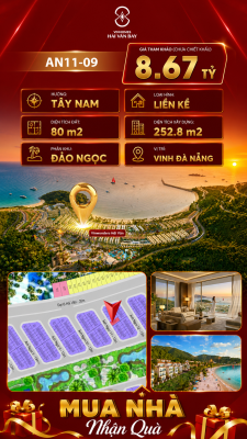 Bán Liền Kề AN11-09 Vinhomes Hải Vân Bay Giá 8,67 Tỷ