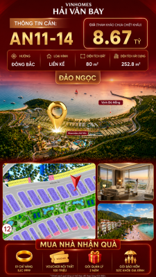 Bán Liền Kề AN11-14 Vinhomes Hải Vân Bay Giá 8,67 Tỷ