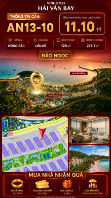 Bán Liền Kề AN13-10 Vinhomes Hải Vân Bay Giá 11,10 Tỷ