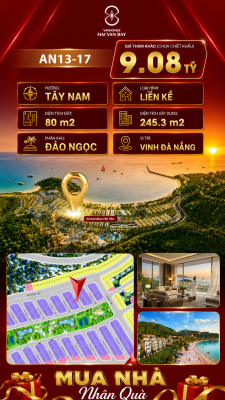 Bán Liền Kề AN13-17 Vinhomes Hải Vân Bay Giá 9,08 Tỷ