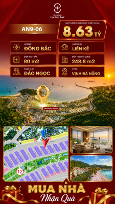 Bán Liền Kề AN9-06 Vinhomes Hải Vân Bay Giá 8,63 Tỷ