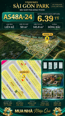 Nhà phố liền kề Vinhomes Sài Gòn Park AS48A-24 giá 6.39 Tỷ