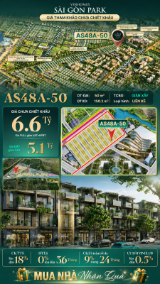 Nhà phố liền kề Vinhomes Sài Gòn Park AS48A-50 giá 6.6 Tỷ