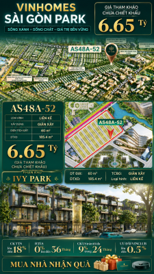 Nhà phố liền kề Vinhomes Sài Gòn Park AS48A-52 giá 6.65 Tỷ