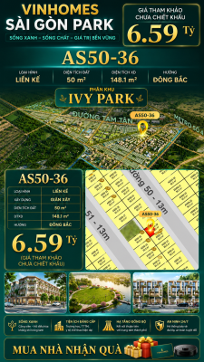 Nhà phố liền kề Vinhomes Sài Gòn Park AS50-36 giá 6.59 Tỷ