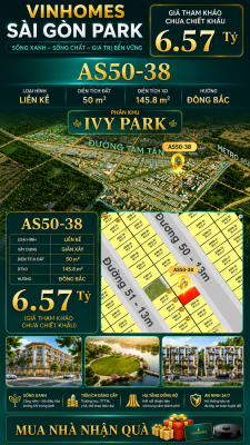 Nhà phố liền kề Vinhomes Sài Gòn Park AS50-38 giá 6.57 Tỷ
