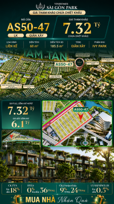 Nhà phố liền kề Vinhomes Sài Gòn Park AS50-47 giá 7.32 Tỷ