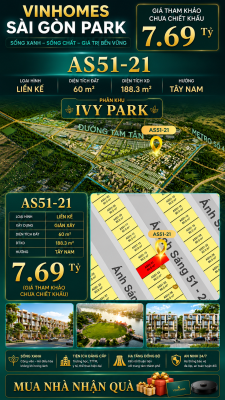 Nhà phố liền kề Vinhomes Sài Gòn Park AS51-21 giá 7.69 Tỷ