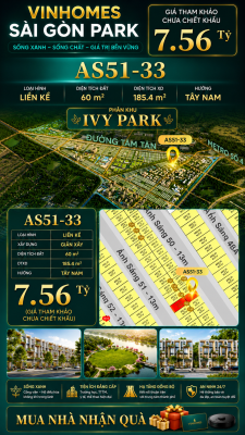 Nhà phố liền kề Vinhomes Sài Gòn Park AS51-33 giá 7.56 Tỷ