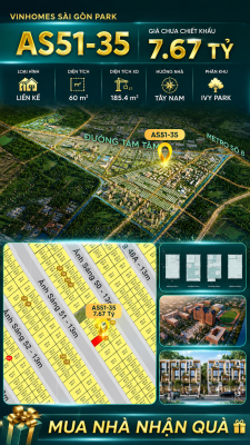 Nhà phố liền kề Vinhomes Sài Gòn Park AS51-35 giá 7.67 Tỷ