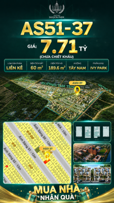 Nhà phố liền kề Vinhomes Sài Gòn Park AS51-37 giá 7.71 Tỷ