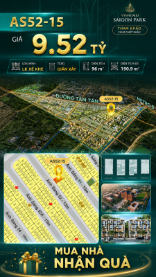 Nhà phố liền kề xẻ khe Vinhomes Sài Gòn Park AS52-15 giá 9.52 Tỷ