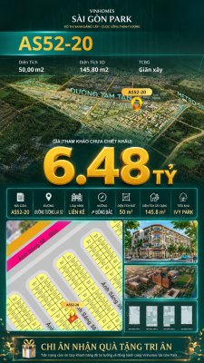 Nhà phố liền kề AS52-20 Ivy Park Vinhomes Sài Gòn Park Giá 6.48 Tỷ
