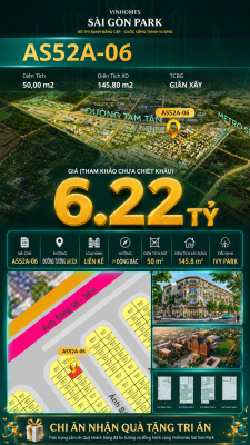 Nhà phố liền kề AS52A-06 Ivy Park Vinhomes Sài Gòn Park Giá 6.22 Tỷ