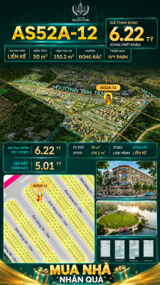Nhà phố liền kề Vinhomes Sài Gòn Park AS52A-12 giá 6.22 Tỷ