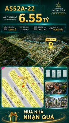 Nhà phố liền kề Vinhomes Sài Gòn Park AS52A-22 giá 6.55 Tỷ