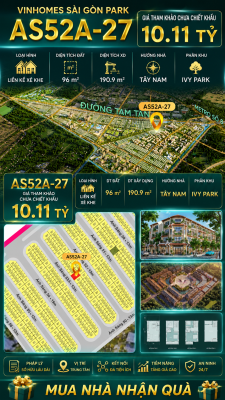 Nhà phố liền kề xẻ khe Vinhomes Sài Gòn Park AS52A-27 giá 10.11 Tỷ