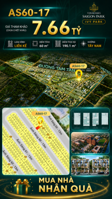 Nhà phố Vinhomes Sài Gòn Park AS60-17 giá 7.66 tỷ