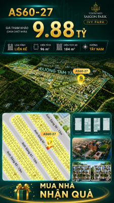 Nhà phố Vinhomes Sài Gòn Park AS60-27 giá 9.88 tỷ