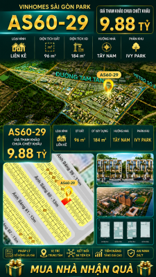 Nhà phố Vinhomes Sài Gòn Park AS60-29 giá 9.88 tỷ