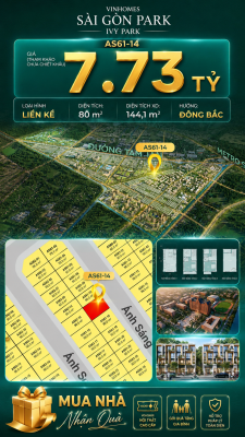 Nhà phố Vinhomes Sài Gòn Park AS61-14 giá 7.73 tỷ