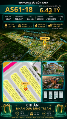 Nhà phố liền kề AS61-18 Ivy Park Vinhomes Sài Gòn Park Giá 6.43 Tỷ