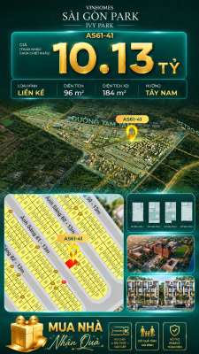 Nhà phố Vinhomes Sài Gòn Park AS61-41 giá 10.13 tỷ