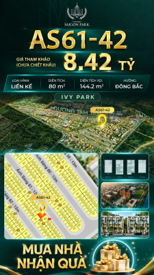 Nhà phố Vinhomes Sài Gòn Park AS61-42 giá 8.42 tỷ